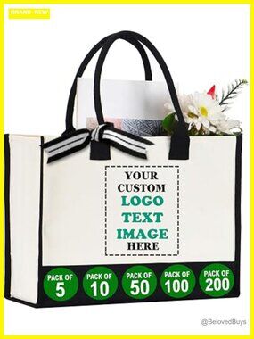 Custom Logo Tote Bags Bulk 100% Cotton Reusable Promotional Shopping Bag